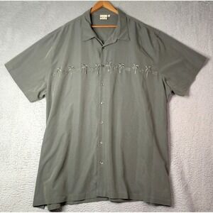 Go Barefoot Hawaiian Shirt Mens Size 5X Green Short Sleeve Palm Trees Hawaiian